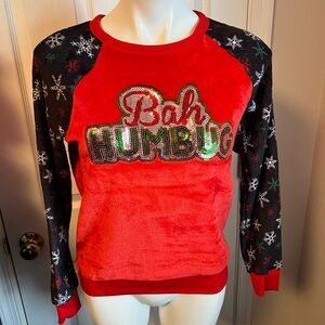 Holiday Time “Bah Humbug” Red Christmas sweater